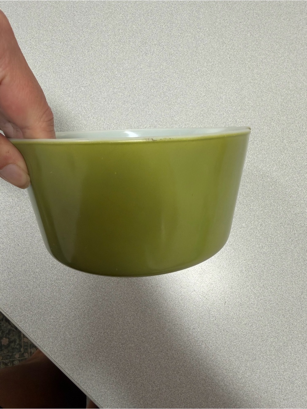 Pyrex Olive Green Ceramic Mixing Bowl